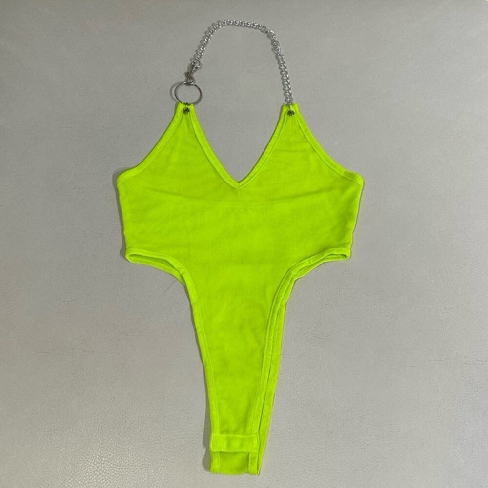 Lime Green Mesh Chain Bodysuit
